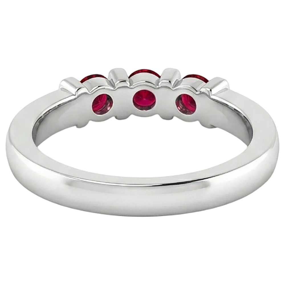 Three Stone Burma Ruby Ring 0.90 Carats Bar Setting Jewellery New