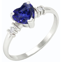 Three Stone Ceylon Sapphire Ring & Small Round Natural Earth Mined Diamonds 1.25 Carats