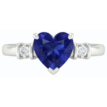 Three Stone Ceylon Sapphire Ring & Small Round Natural Earth Mined Diamonds 1.25 Carats