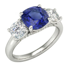 natural round sapphire 2.50ct ring close up detail
