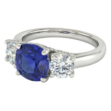 natural round sapphire 2.50ct ring top view