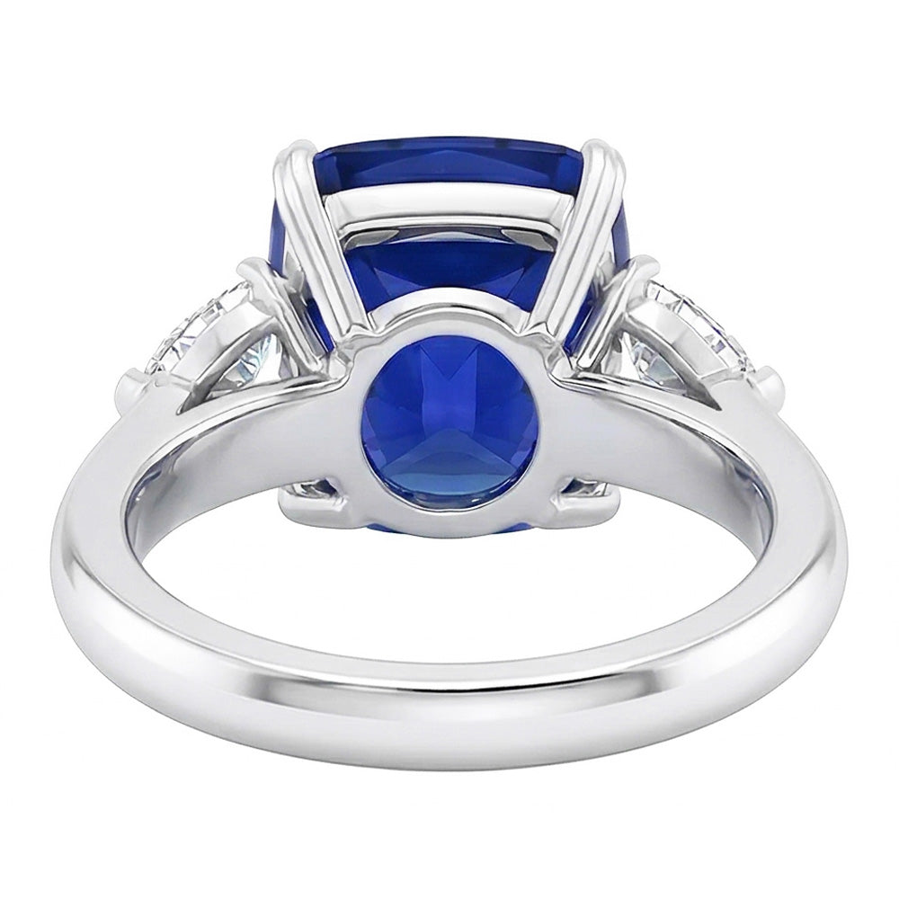 natural cushion sapphire 4ct ring profile view