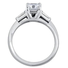 Three Stone Emerald And Baguette Cut Real Diamond Ring 1.61 Carats