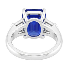 Three Stone Emerald Sapphire Ring 3.50 Carats Tapered Baguette Natural Earth Mined Diamond