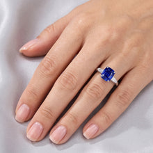 Three Stone Emerald Sapphire Ring 3.50 Carats Tapered Baguette Natural Earth Mined Diamond