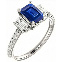Three Stone Emerald Sapphire Ring With Accented Natural Earth Mined Diamonds 3.50 Carats