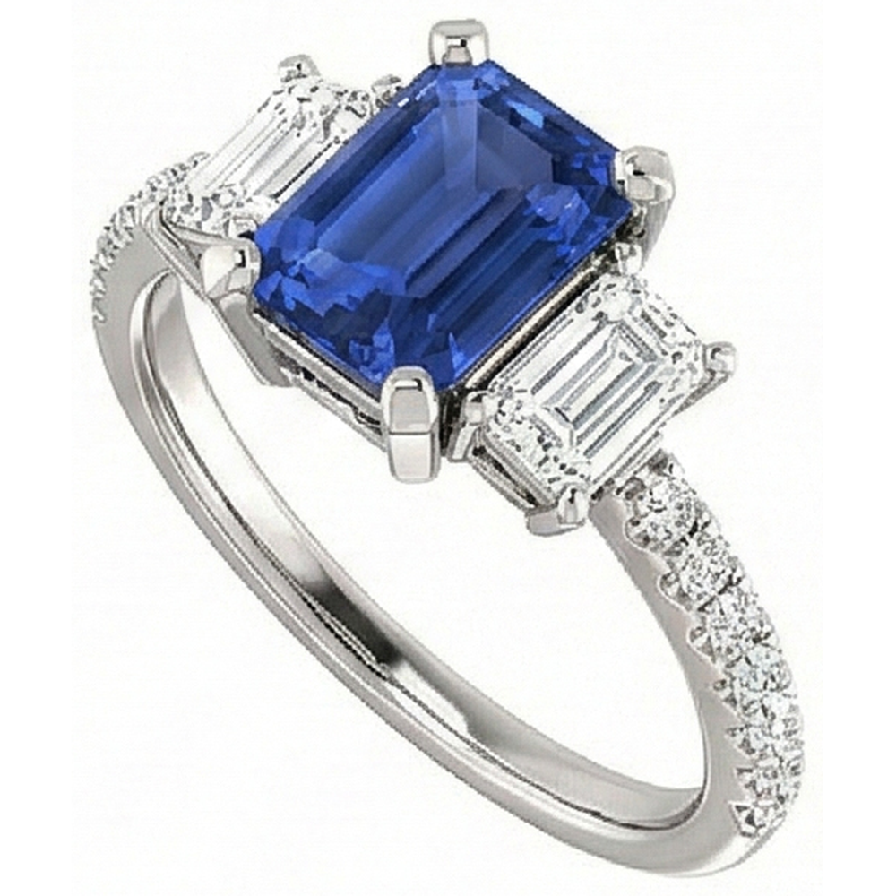 natural emerald sapphire 4.50ct ring front view