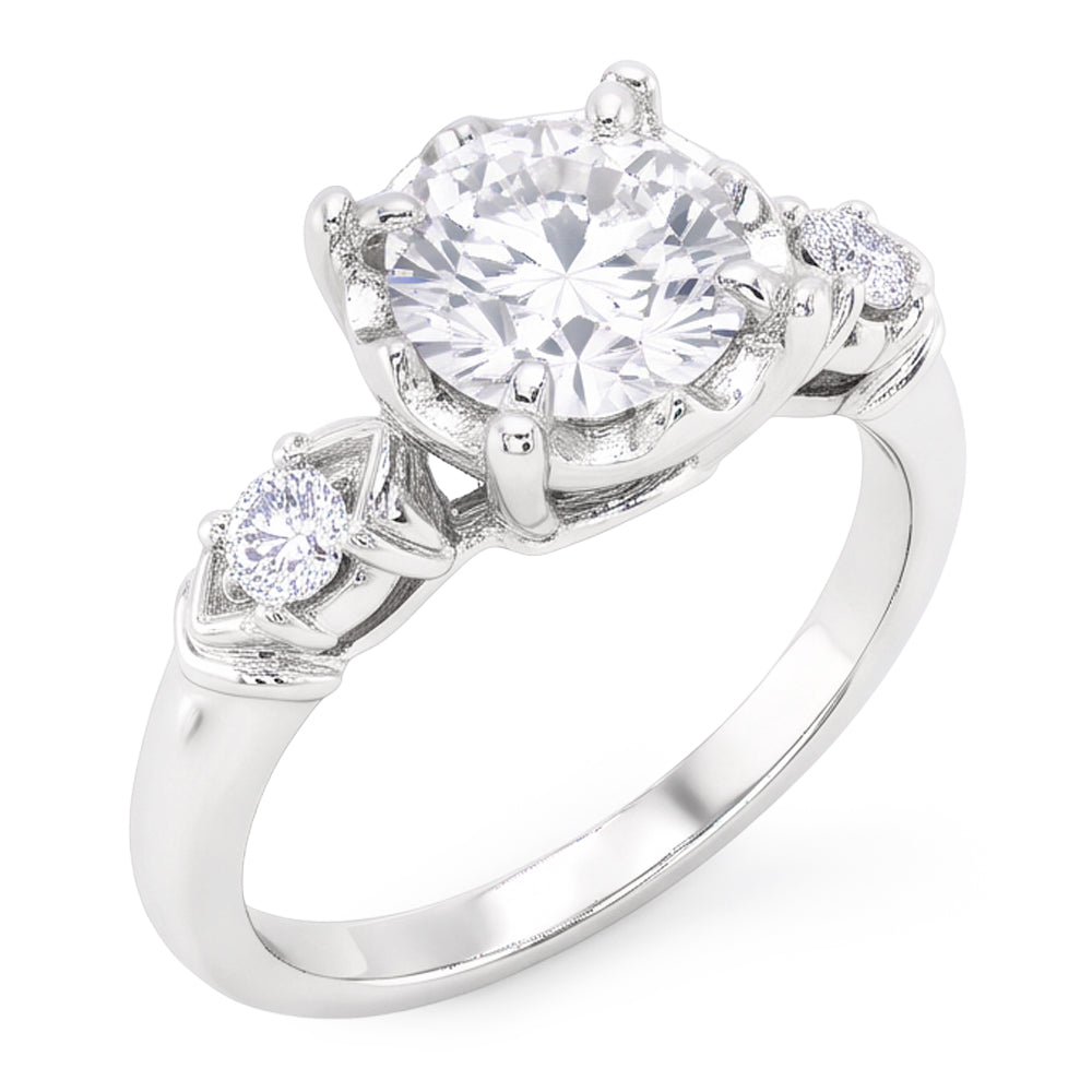 Three-Stone Engagement Ring 2.60 Carats 4 Prong Setting Women Real Jewellery