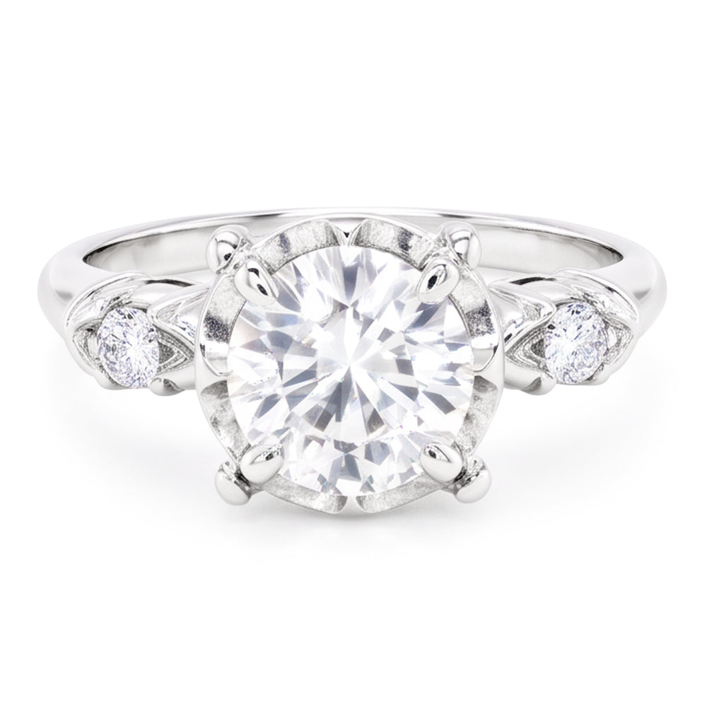 Three-Stone Engagement Ring 2.60 Carats 4 Prong Setting Women Real Jewellery