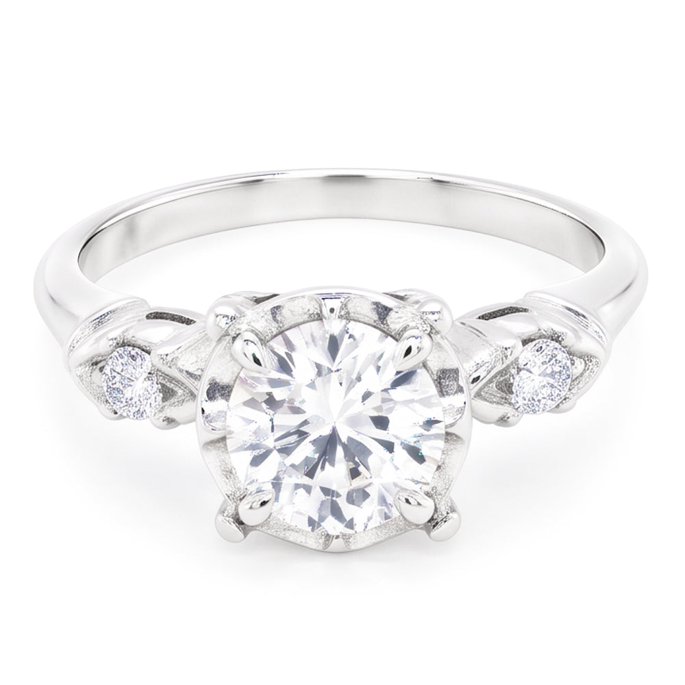 Three-Stone Engagement Ring 2.60 Carats 4 Prong Setting Women Real Jewellery