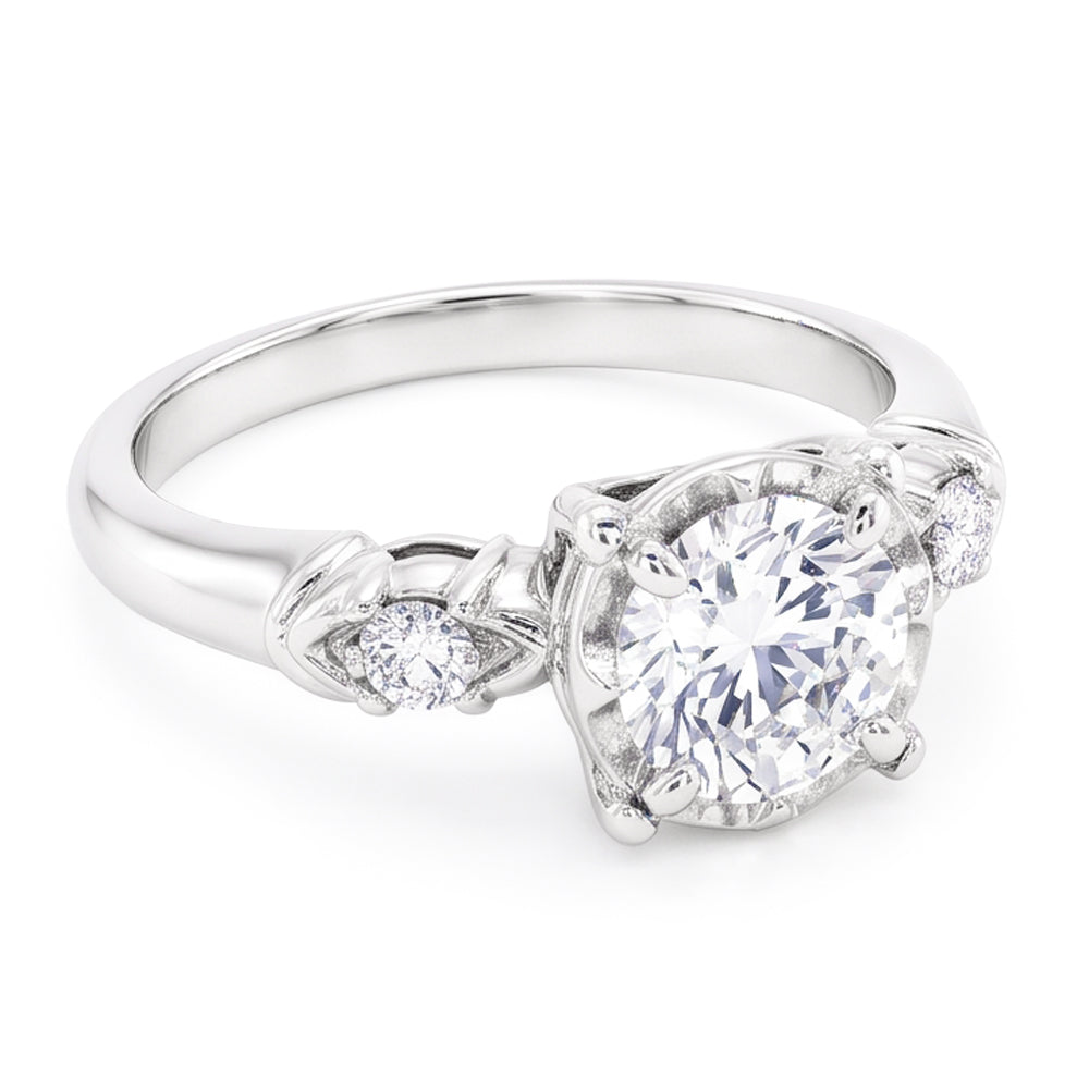 Three-Stone Engagement Ring 2.60 Carats 4 Prong Setting Women Real Jewellery