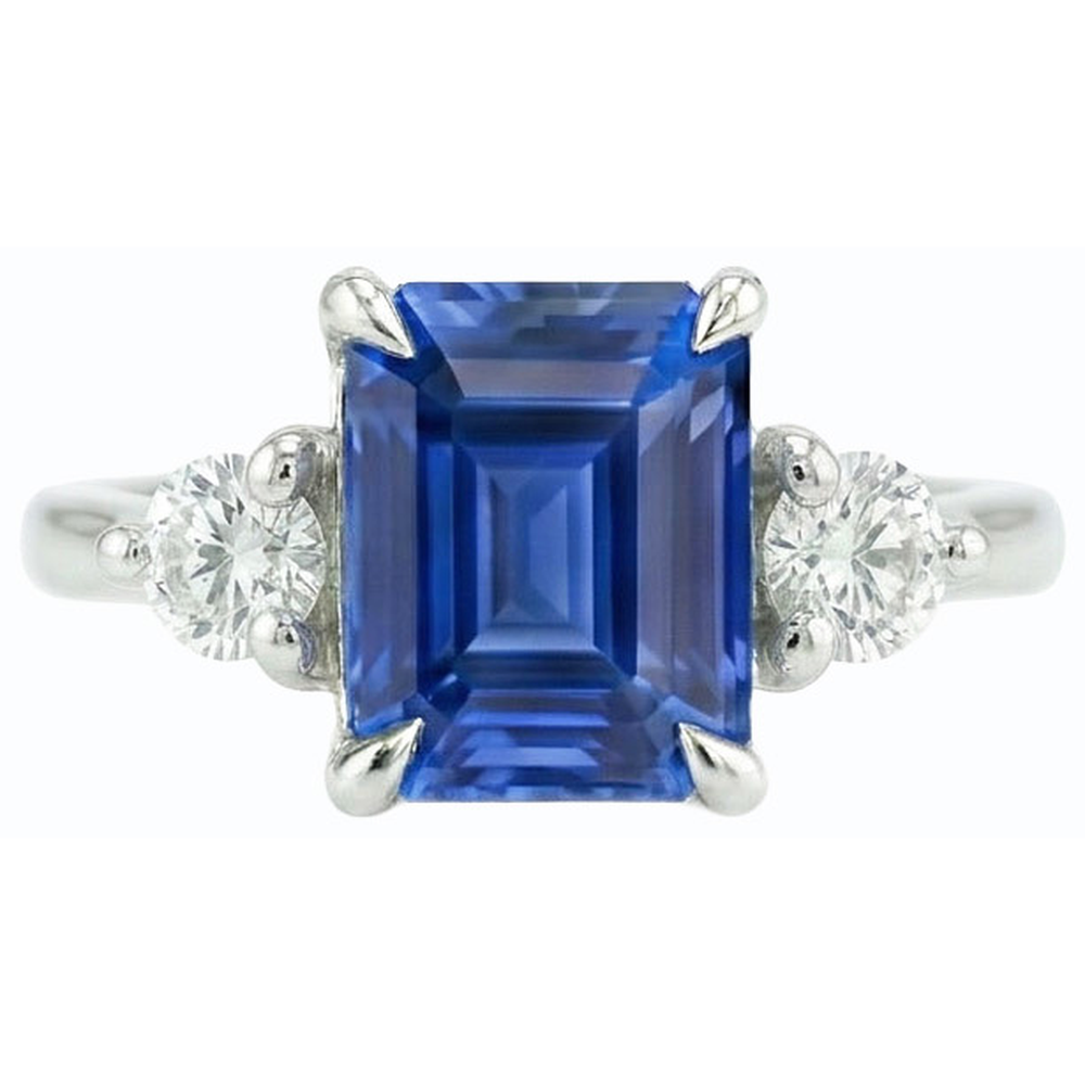 natural emerald sapphire 2.50ct ring close up detail