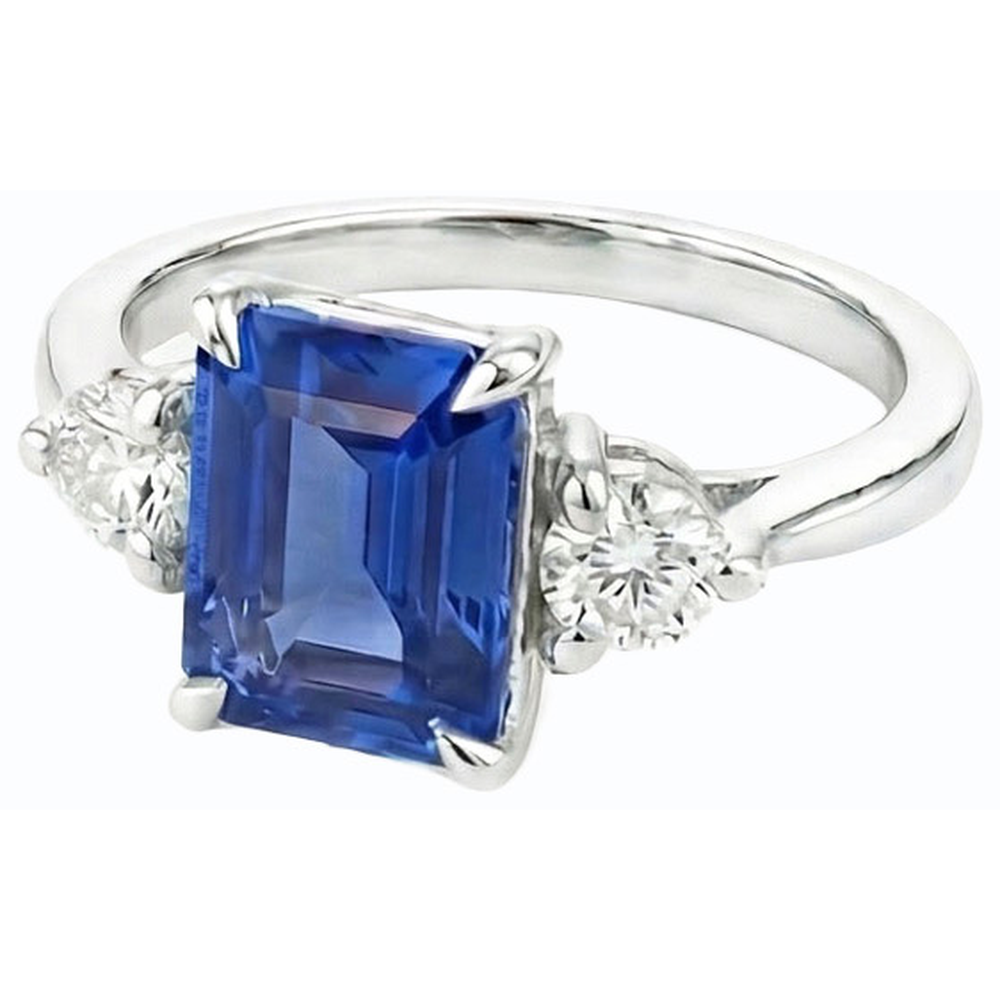 natural emerald sapphire 2.50ct ring top view