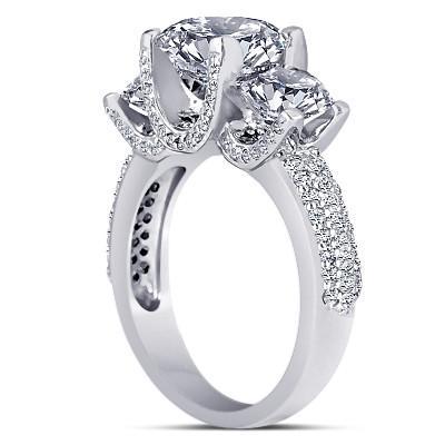  Engagement Ring Pave Genuine Diamonds 4.75 Carat Gold White 14K
