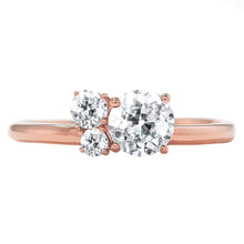 Three Stone Engagement Ring Round Old Mine Cut Natural Diamonds 1.25 Carats