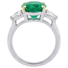 Colombian Emerald Precious Stone Ring 4-ct Two-Tone 14K Gold – top view