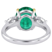Precious Stone Ring Two-Tone 14K Gold with Colombian Emerald – back view