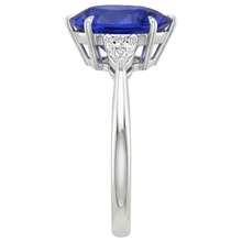 natural pear sapphire 4.25ct ring on white background