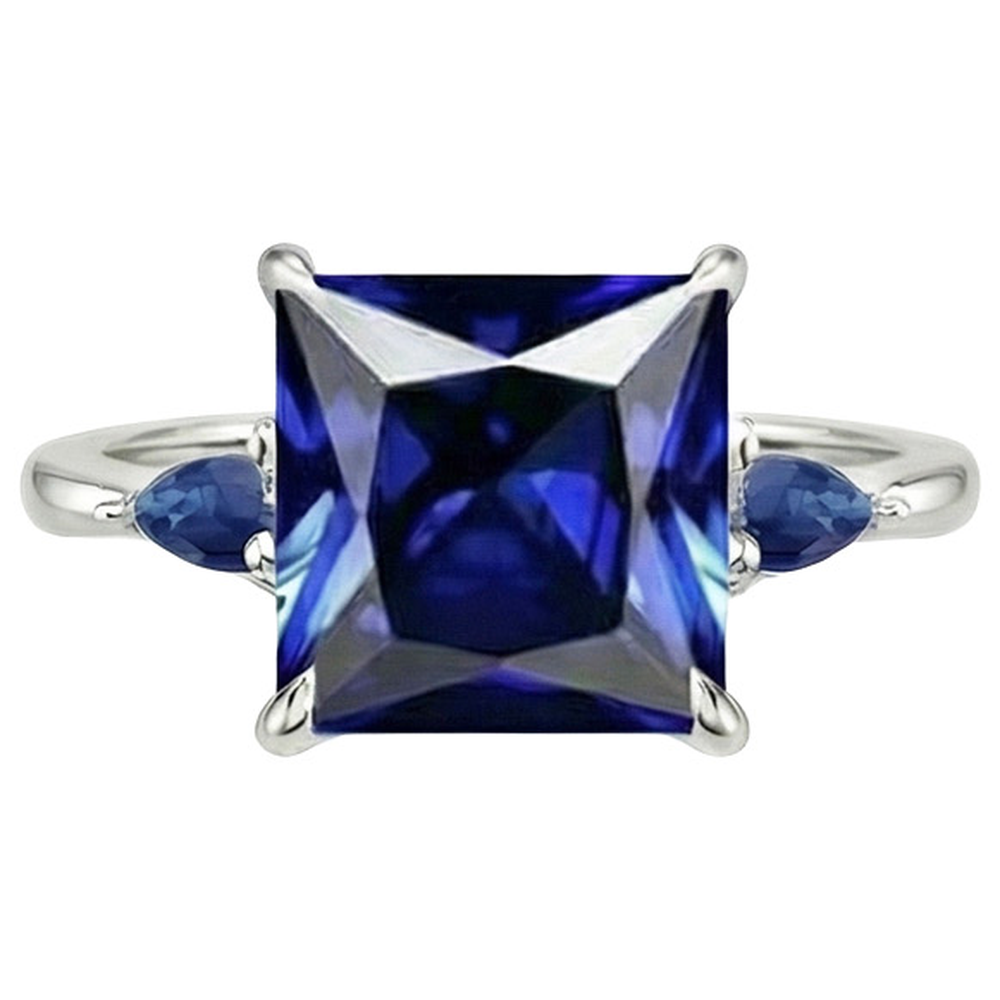 natural princess sapphire 5.25ct ring on white background