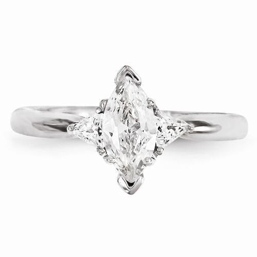 Three Stone Genuine Diamond Engagement 14K White Gold
