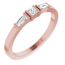 Three-Stone Genuine Diamond Ring 1.10 Carats Rose Gold 14K Jewelry