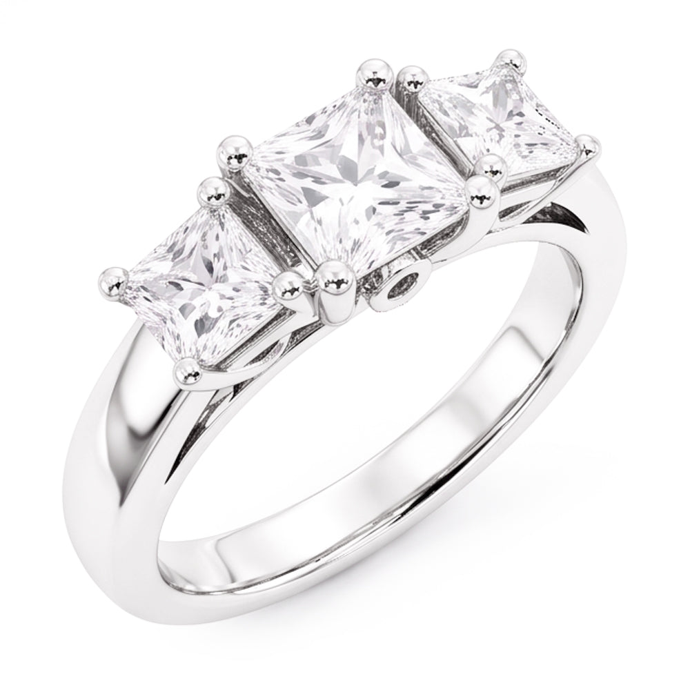 Three Stone Genuine Natural Earth Mined Diamond Engagement Ring 2 Carats 14K White Gold