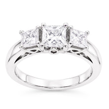 Three Stone Genuine Natural Earth Mined Diamond Engagement Ring 2 Carats 14K White Gold