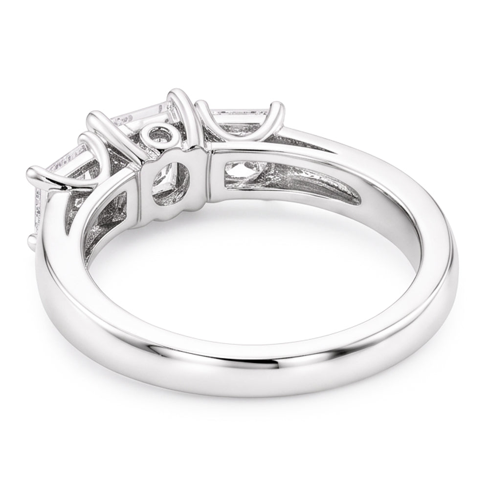Three Stone Genuine Natural Earth Mined Diamond Engagement Ring 2 Carats 14K White Gold