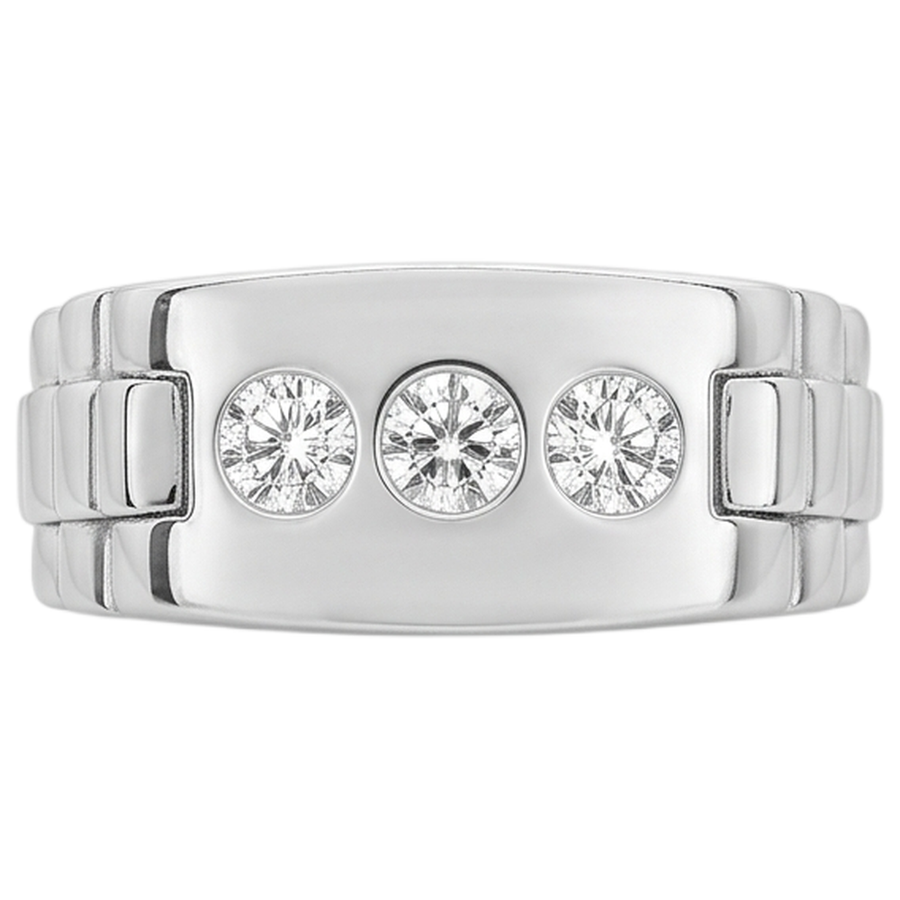 Three Stone Gypsy Men's Ring Gents 1.50 Carats Round Genuine Natural Earth Mined Diamonds