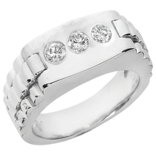 Three Stone Gypsy Men's Ring Gents 1.50 Carats Round Genuine Natural Earth Mined Diamonds