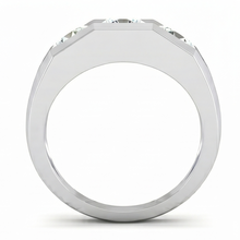 Three Stone Men's Ring Lab Grown Round Diamonds 14K Gold