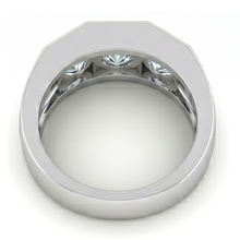 Three Stone Men's Ring Lab Grown Round Diamonds 14K Gold