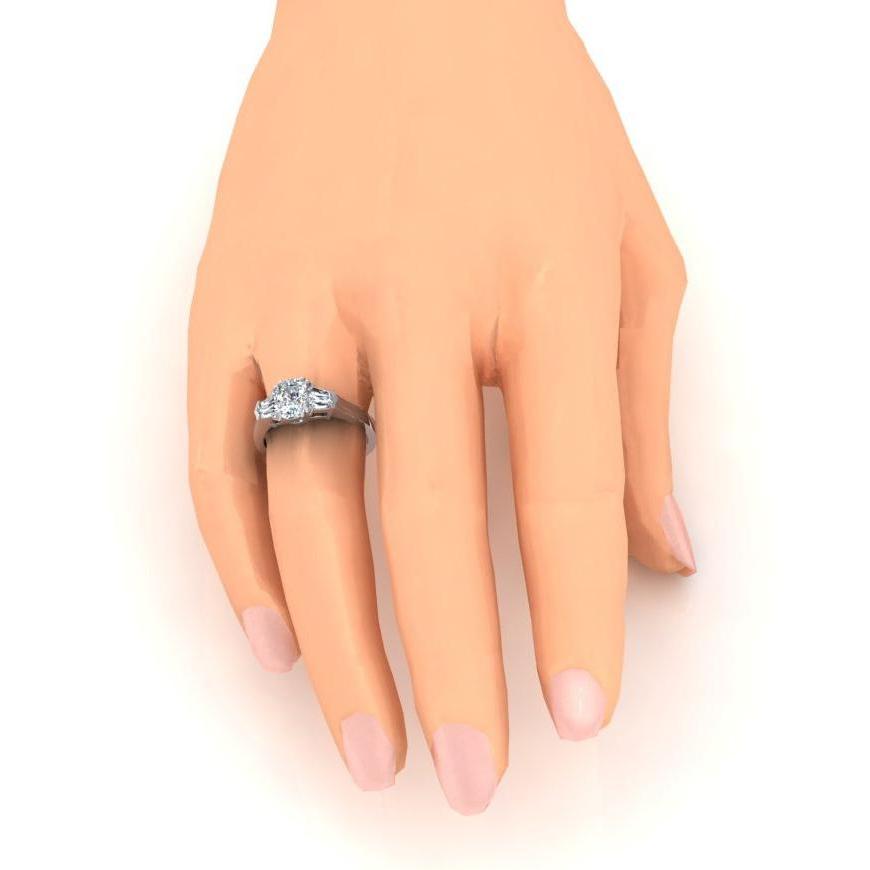 Three Stone Natural Diamond Ring 1.65 Carat White Gold Jewelry