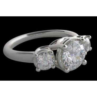 Three Stone Natural Diamond Lucida 2.50 Carat Engagement Ring 