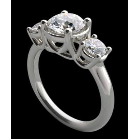 Three Stone Natural Diamond Lucida 2.50 Carat Engagement Ring White Gold
