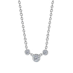 Three Stone Natural Diamonds Pendant Necklace 2 Carats White Gold 14K Jewelry