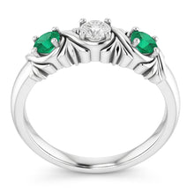 Three-Stone Natural Earth Mined Diamond Ring Emerald Antique Style 0.60 Carats