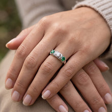Three-Stone Natural Earth Mined Diamond Ring Emerald Antique Style 0.60 Carats