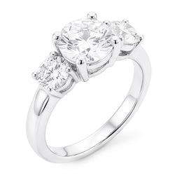 Three Stone Natural Earth Mined Diamond Round Engagement Ring Prong Set 2.50 Carats