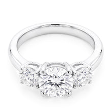 Three Stone Natural Earth Mined Diamond Round Engagement Ring Prong Set 2.50 Carats