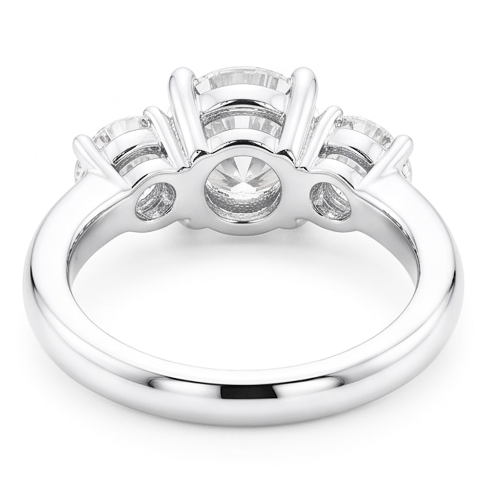 Three Stone Natural Earth Mined Diamond Round Engagement Ring Prong Set 2.50 Carats