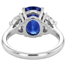Three Stone Natural Earth Mined Diamond & Blue Sapphire Engagement Ring 8 Carats Gold 14K