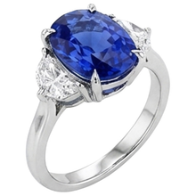 Three Stone Natural Earth Mined Diamond & Blue Sapphire Engagement Ring 8 Carats Gold 14K