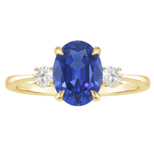 Three Stone Oval Blue Sapphire & Round Natural Earth Mined Diamond Ring Gold 5.50 Carats