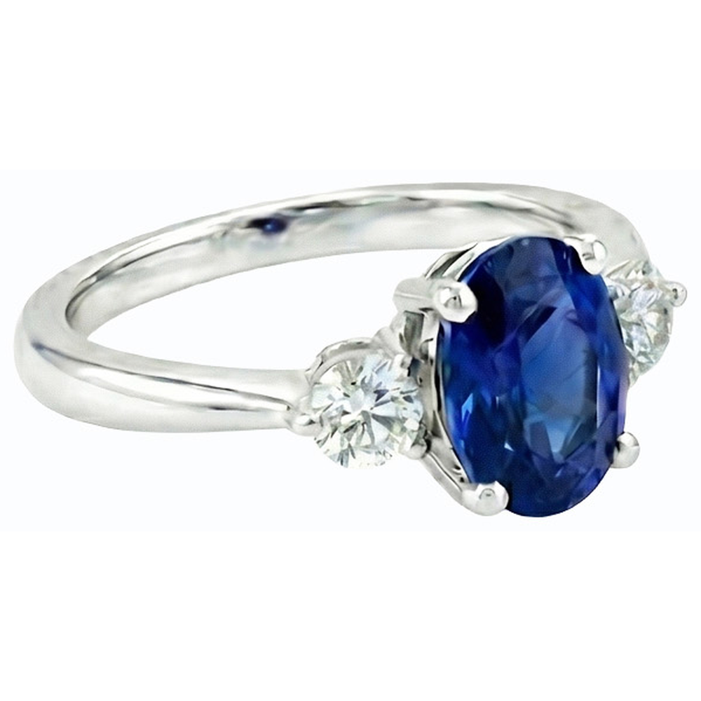 natural round sapphire 2.50ct ring close up detail