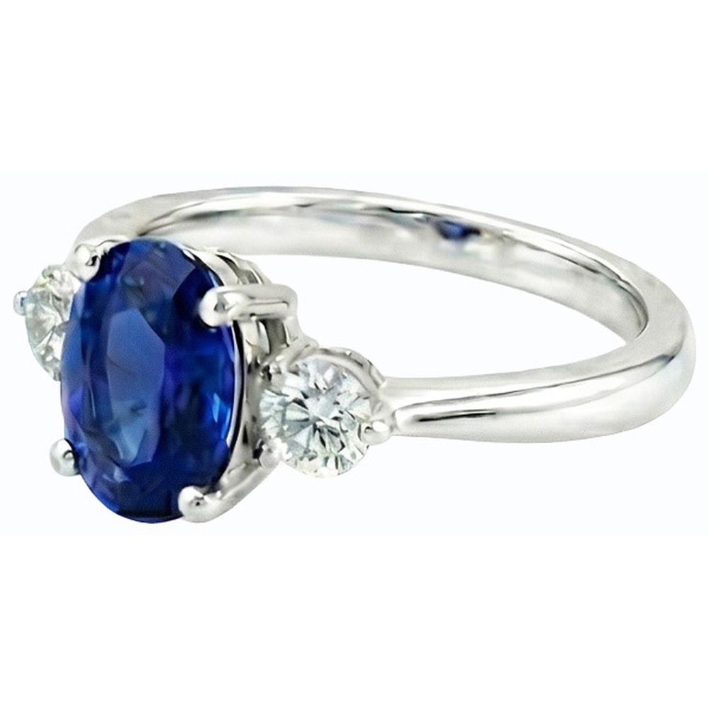 natural round sapphire 2.50ct ring top view