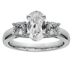 Three Stone Oval Old Mine Cut Natural Diamond Ring 7.50 Carats White Gold