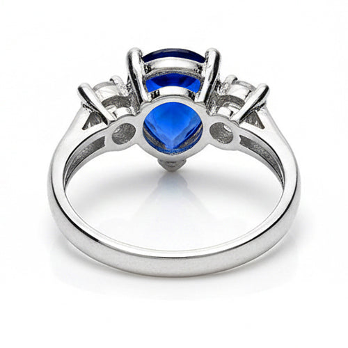 Three Stone Pear Blue Sapphire And Natural Earth Mined DIAMOND ( NOT LAB GROWN ) Engagement Ring 4.20 Ct.