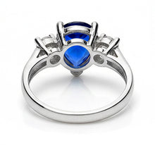 Three Stone Pear Blue Sapphire And Natural Earth Mined DIAMOND ( NOT LAB GROWN ) Engagement Ring 4.20 Ct.