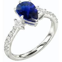 natural round sapphire 3ct ring front view